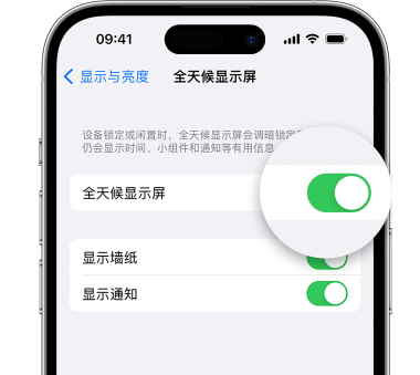 南充苹果15预约维修分享iPhone15如何设置全天候显示屏幕可见 